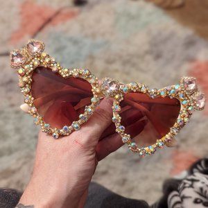 Festival Party Heart Shaped Sunglasses. Embellished Eyewear
